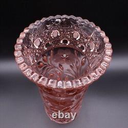 10 Antique Pressed Cut Pink Glass Vase