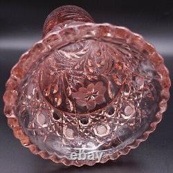 10 Antique Pressed Cut Pink Glass Vase