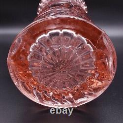 10 Antique Pressed Cut Pink Glass Vase