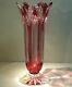 11 Caesar Crystal Red Vase Hand Cut To Clear Overlay Czech Bohemian Cased Blown
