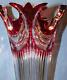 11 Inch Caesar Crystal Red Vase Hand Cut To Clear Overlay Czech Bohemian