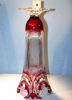 11 Inch CAESAR CRYSTAL Red Vase Hand Cut to Clear Overlay Czech Bohemian