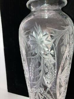 12 Inch ABP signed TUTHILL cut glass vase EXC CONDITION