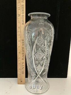 12 Inch ABP signed TUTHILL cut glass vase EXC CONDITION