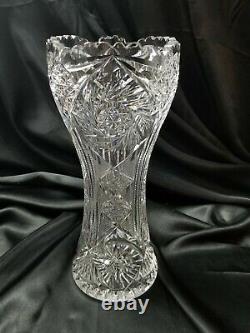 12 tall Antique Corset American Brilliant Cut Crystal Vase Stars