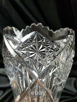 12 tall Antique Corset American Brilliant Cut Crystal Vase Stars