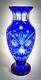 13 3/4! Vintage Czech Bohemian Cobalt Blue Cut To Clear Crystal Cut Glass Vase