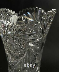 13 5/8 Fry Trojan Pattern American Brilliant Cut Glass Vase