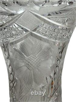 13.75 ABP American Brilliant Period Daisy Pairpoint Cut Crystal Corset Vase