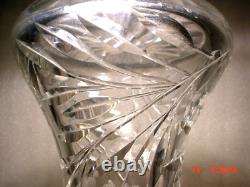 14 American Brilliant Banded Corset Thick Cut Glass Crystal Centerpiece Vase