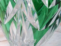 17lb Glass Emerald Green Flashed Cut To Clear Vase Bohemian Czech