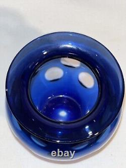 1920's Cut To Clear Blue Durand Art Glass Vase Art Deco 4.25' Vineland, N. J