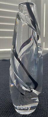 1958 Kosta Boda 8 Cut Glass Amethyst Swirl Contour Vase # 601 Vicke Lindstrand