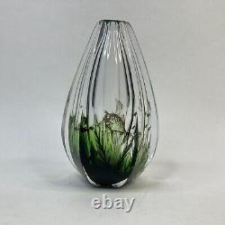1958 Orrefors Edward Hald Fish Graal Cut Glass Vase