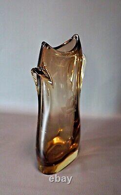 1960' VTG Bohemian Czech Zelezny Brod (ZBS) Sklo Art Glass Vase Miloslav Klinger