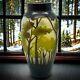 1990's Landscape Acid Cut Cameo Art Glass Vase W Beautiful Foliage 8