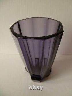 $199.99 Sale Moser Art Glass Amethyst Paneled Cut Vase Unsigned