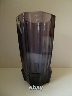 $199.99 Sale Moser Art Glass Amethyst Paneled Cut Vase Unsigned