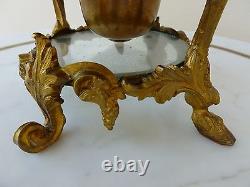 19th C French Cut Glass Vase W Heavy Dore Bronze Mount Of Satyrs
