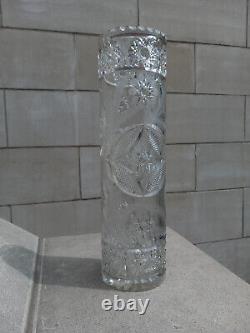 19th Century Bohemian Glass Cut Cylinder Vase 16