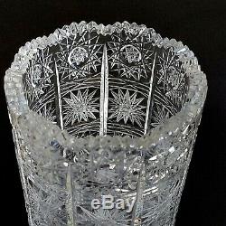 1 (One) BOHEMIAN CRYSTAL QUEENS LACE Vintage Hand Cut Lead Crystal 11.75 Vase