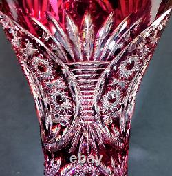 1 (One) CAESAR CRYSTAL RUBY Cased Hand-Cut to Clear Crystal 10 Vase-New Unused