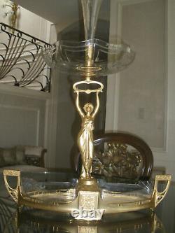 28 Tall Rare Antique 19c Gilt Bronze, Ormolu&cut Glass Centerpiece, Epergne, Vase