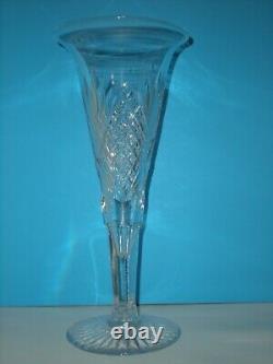 2 American Brilliant Cut Glass 12 Tall Classic Early Trumpet Vase Abp Rare Pair
