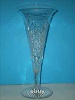 2 American Brilliant Cut Glass 12 Tall Classic Early Trumpet Vase Abp Rare Pair
