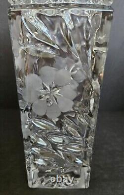 2 Antique ABP MCKEE Innovation #410 Pressed & Cut Glass Square 10 Vases c. 1916