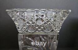 2 Antique ABP MCKEE Innovation #410 Pressed & Cut Glass Square 10 Vases c. 1916