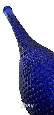 2 Rossini Empoli Italy Cobalt Blue Glass Decanter Diamond Cut Genie Bottle 16