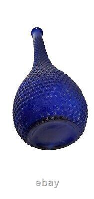 2 Rossini Empoli Italy Cobalt Blue Glass Decanter Diamond Cut Genie Bottle 16