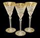 3 Moser Cut Glass & Gilt Drink-ware Service Large Wine Goblets