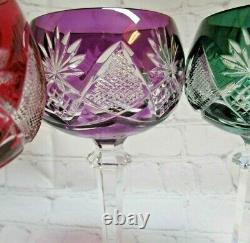 4 Val St Lambert BERNCASTEL Wine Hock Glasses Goblets 7 1/8 Cut to Clear