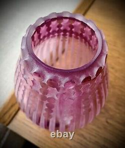 5 Art Glass Vase Signed Robert Gardner, Geometric Cut Cranberry Glass Asheville