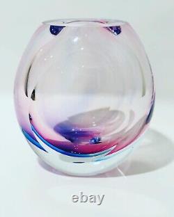 5th Avenue Crystal Sommerso Glass Purple + Blue Cut Facet Vase LARGE