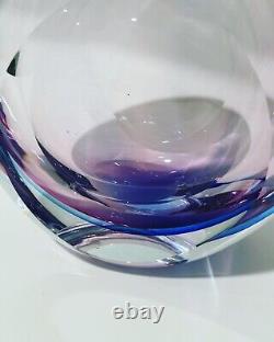 5th Avenue Crystal Sommerso Glass Purple + Blue Cut Facet Vase LARGE