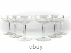 6pc St. (Saint) Louis Crystal Champagne Glasses Rare Pattern Hand Cut & Polished