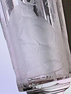 7 Moser Bohemian glass Vase Intaglio Engraved Cut Art Glass