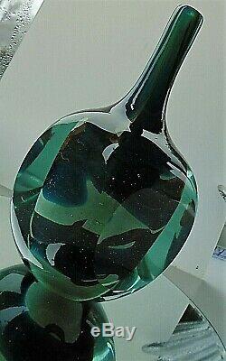 80s Vintage Maltese Mdina Ice Cut Glass Vase in striking Tiger Pattern