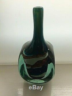 80s Vintage Maltese Mdina Ice Cut Glass Vase in striking Tiger Pattern