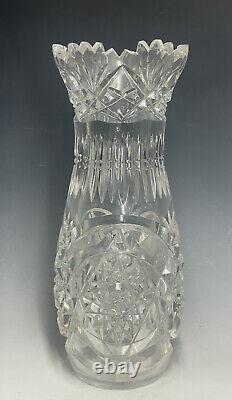 8 3/4 Antique Cut Glass Brilliant Vase Late 19th Early 20th C. Star Classy