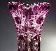 8 Caesar Crystal Purple Vase Hand Cut To Clear Overlay Czech Bohemian Cased