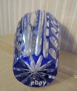 9 Bohemia Hand-Cut Blue & Clear Crystal Vase