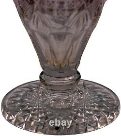 ABC Glass Vase with Step Cut Neck, Hobstar Base, Cane and Fan Patterns