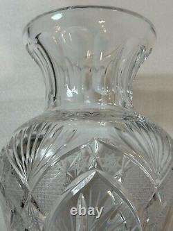 ABP American Brilliant Cut Crystal Glass Vase 8PtHobstars Starburst Fans Antique