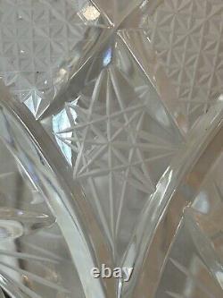 ABP American Brilliant Cut Crystal Glass Vase 8PtHobstars Starburst Fans Antique