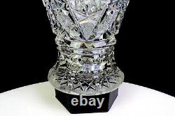 ABP American Brilliant Cut Crystal Hobstar Zipper File 6 3/4 Vase 1890-1916