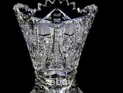 ABP American Brilliant Cut Crystal Hobstar Zipper File 6 3/4 Vase 1890-1916